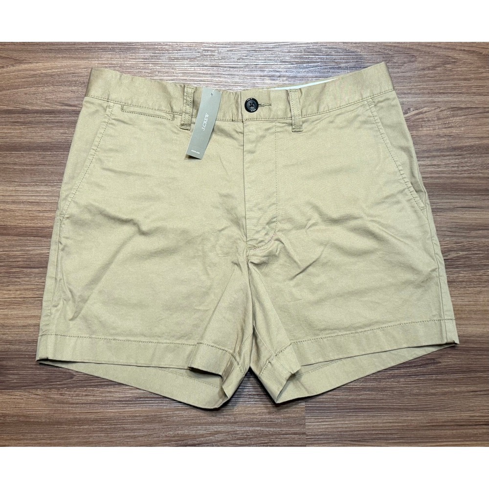 J.Crew Mens Portsider 5" Chino Shorts Flat Front Stretch Khaki Tan Size 29
